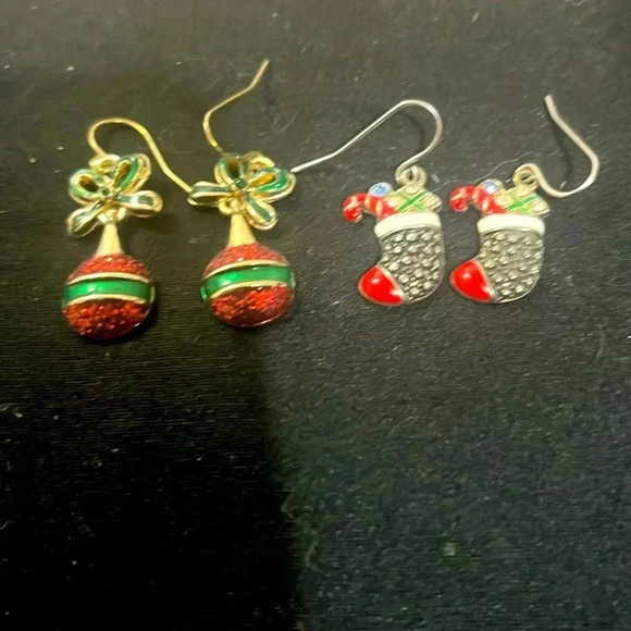 Enamel Christmas Earrings - Picture 1 of 3